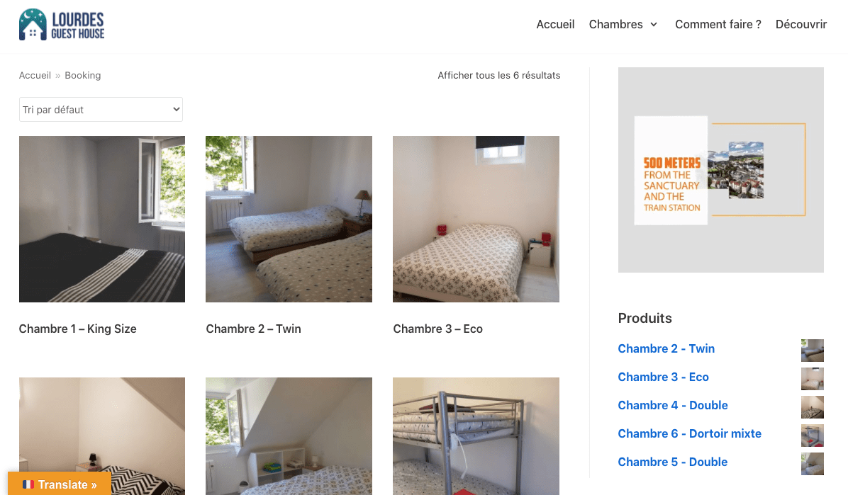 Création du site internet https://lourdesguesthouse.com/boutique/